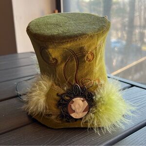 Disney Parks Tinkerbell Olive Velvet Mini Top Hat